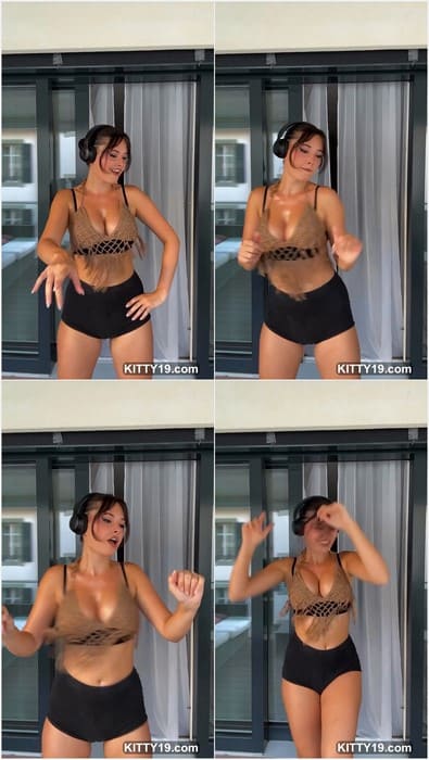 Ana Whiterose onlyfans sexy model dancing without bra and boucing her big natural young tits for you! Download it.