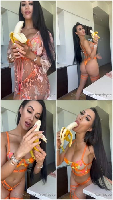 Corrie Yee onlyfans brunette girl sucking banana very deep! Yeah, her incredible mouth and face need fucking with real dick!