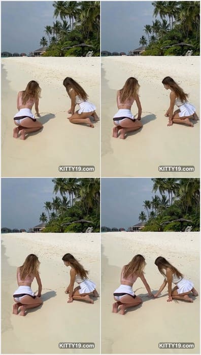 Christin Black tits and young asses on the beach with her best lesbian friend. Two hot girls need one cock right now for facial.