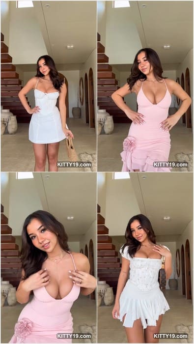 Lumma Aziz topless in sexy white dress. Beauty girl and popular insta model dancing and showing her pussy in panties!