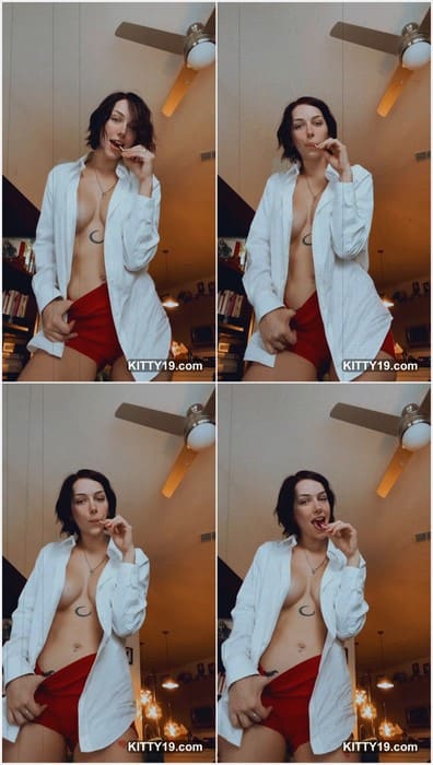 Young model Rox Annie blowjob lover posing in dirty red panties and ready for pussy fucking with other guys now.
