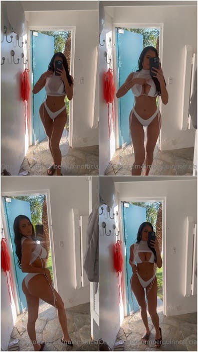 Amber Quinn sexy posing in white panties with dirty anal. Brunette with amazing huge boobs loves anal sex only morning.