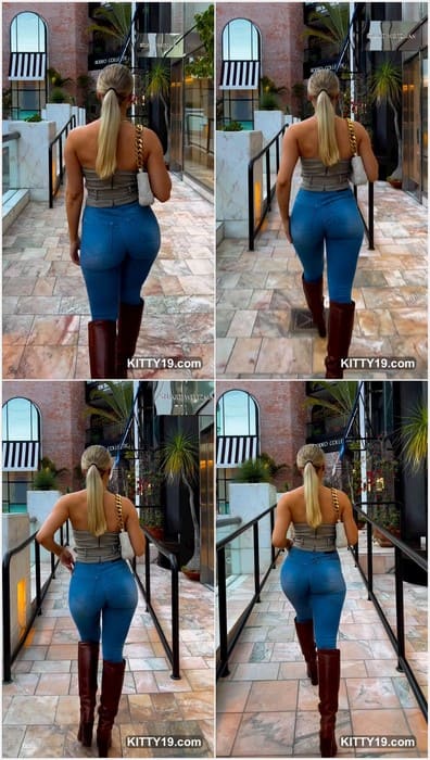 Catlin Hill nude blonde girl walking in tight jeans without panties. Wow, amazing girl and popular Insta girl! Download it!