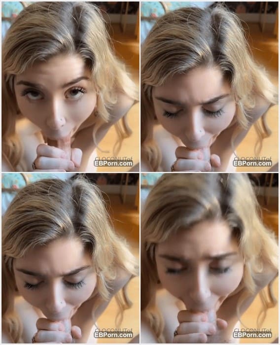 Cloconut naked blonde suck big white dick and get massive cum on mouth. Amazing girl and onlyfans pornstar! Get it!