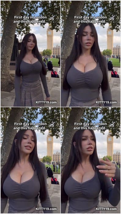 Alex Mucci naked big tits girl walking on the London street and boucing her beauty huge boobs for her fans! WOW!