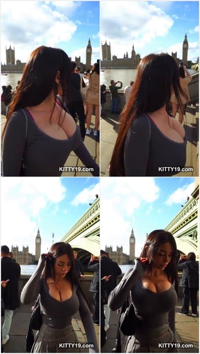 Alex Mucci sexy big tits girl with adorable body and pussy walking on the street without her panties and want sex right now.