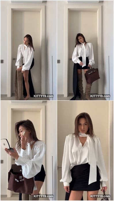 Milena Yavorskay leak video with hot legs in mini black skirt and without panties. Yeah, Milena funny and cute model with nude pussy.