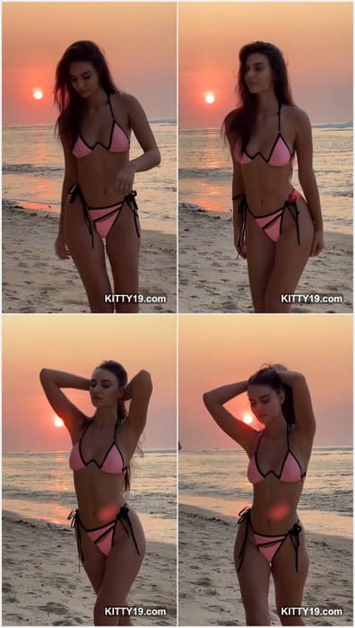 Lenniiez sextape babe with hot boobs and pussy in pink bikini. Sexy brunette model and instagram influencer Alina on leak video!