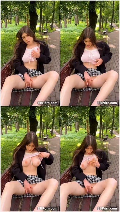 Marichka Glory masturbating in park. Amazing extreme college girl touch and fuck her cunt on public! Amazing video!!!